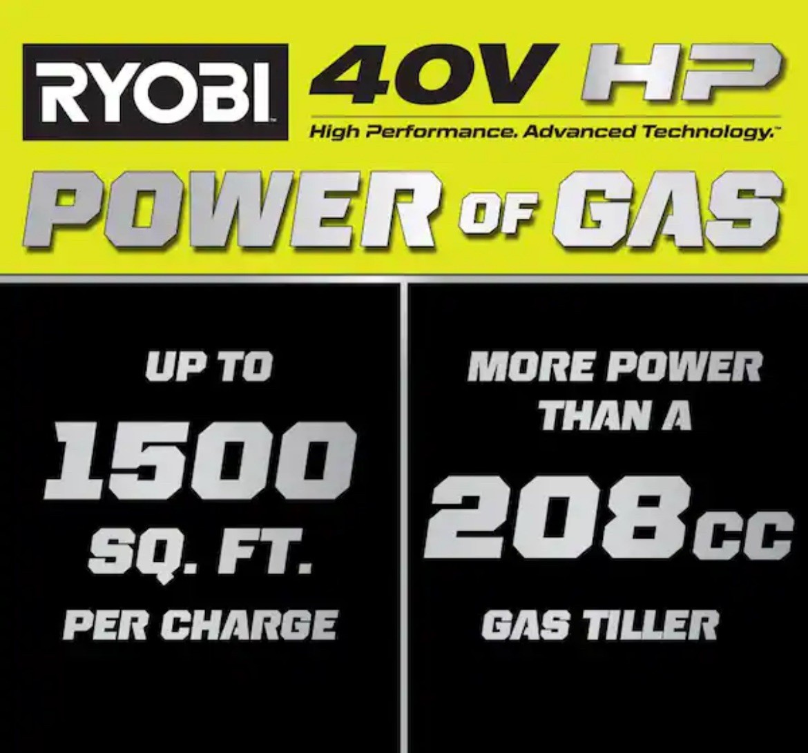 RYOBI 40V Brushless 16in. Front Tine Tiller with Battery & Charger New (RY40730)