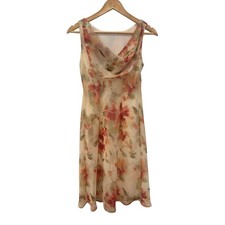 NEW Vintage Connected Cream Pink Floral Cowl Back Dress 4P Feminine Y2K Coquette
