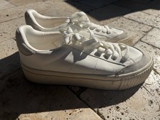 ZARA Zapatillas de Cuero Blanco Para Hombre Talla 10 EU 43 Informales Con Cordones Zapatos Minimalistas