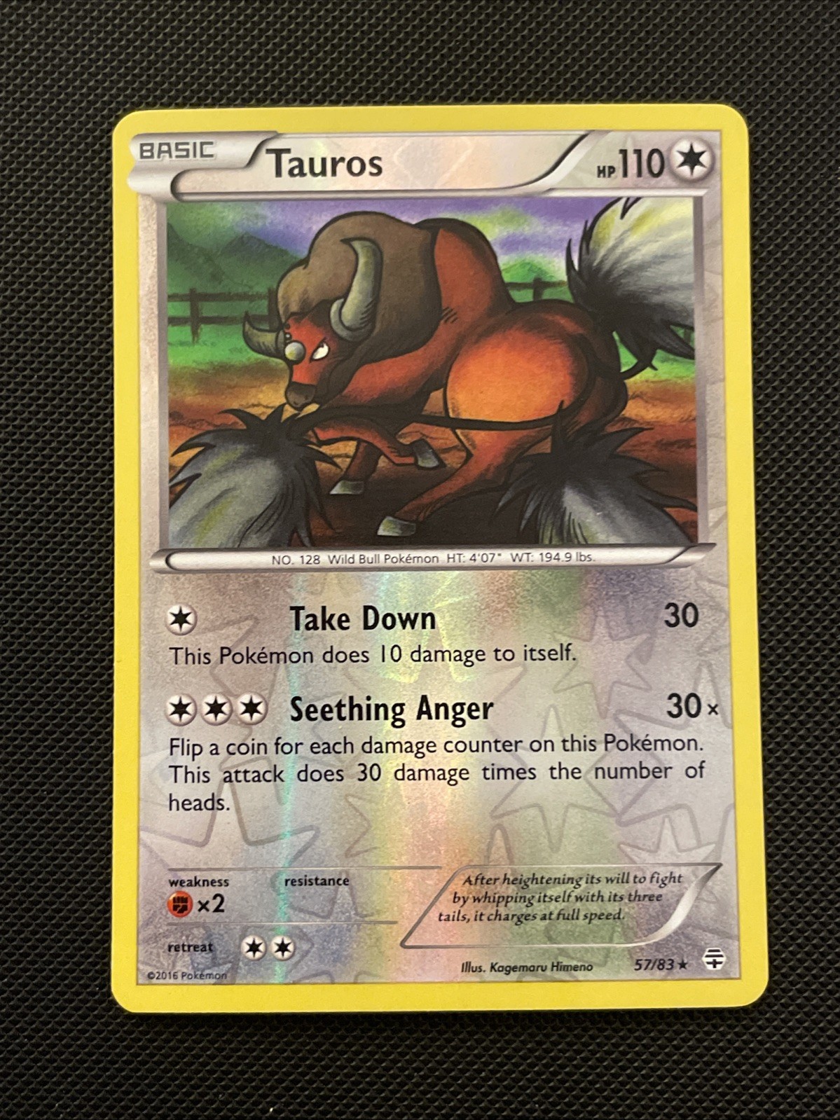 Tauros 57/83 Rare Reverse Holo Card Generations GEN Pokemon TCG LP