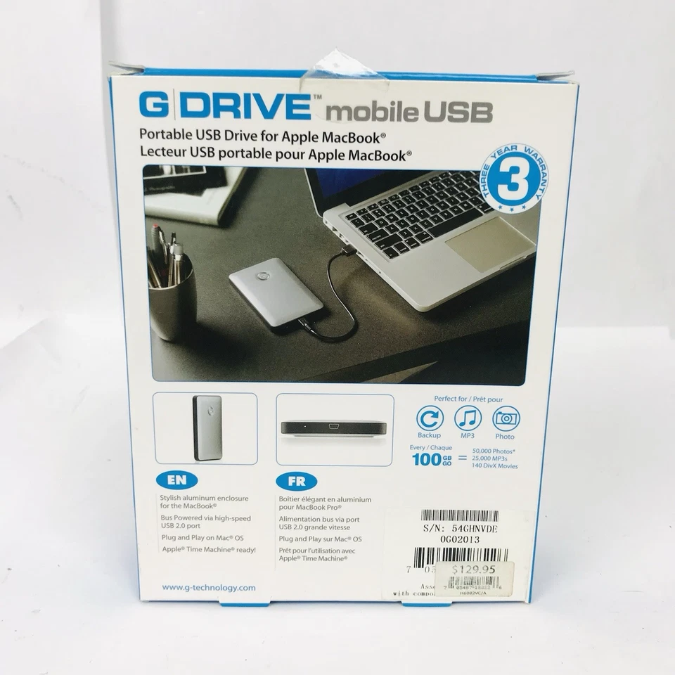 Hitachi G-Drive 750GB USB 2.0 Portable External HD 0G02013, Silver - Image 2 of 4