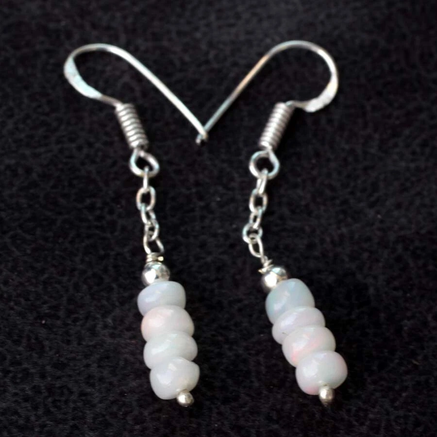 Juego de aretes gargantilla collar cuentas ópalo de fuego etíope natural 18+2|1,6" Foto 4 de 4