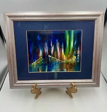 Beautiful Original Oil Painting of Abstract Cityscape Matted & Framed