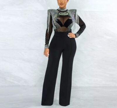 Jade Diamond Embellished Long Jumpsuit