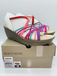 skechers multi gore slingback wedges