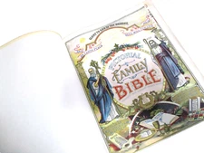 AJ Holman Eastern Star 1891 PICTORIAL FAMILY HOLY BIBLE Original Tongue Bookmark