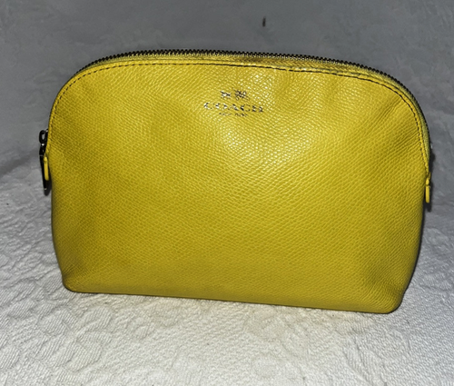 Coach Crossgrain Leather Cosmetic Case Yellow ( Gold ) No C1580 F52697