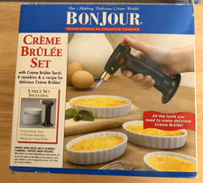 Bonjour Creme Brulee Set Torch & 4 Oval Ramekins New/ Unused in Box France Flan