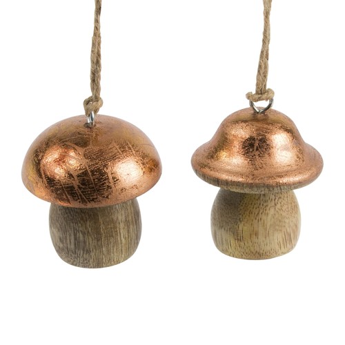 sass & belle 2 rustic christmas copper wooden toadstool hanging