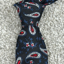 Wembley Vintage Neck Tie Men's Black Blue White Red Paisley Flower Retro