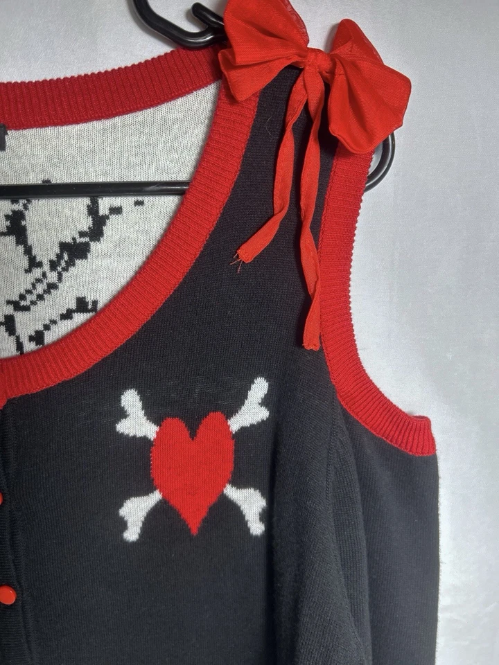 TOO FAST brand skeleton Love Valentines Day Goth Cirque Couture Cold Shoulder M - Image 3 of 4