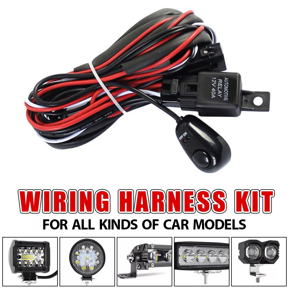 12V 40A Wiring Harness Kit Fuse ON OFF Switch Relay For LED Fog Work Light Bar