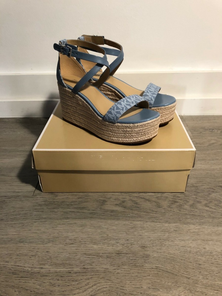 Michael Kors Serena Chambray Denim Espadrille Thong Wedge