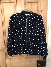 Susan Graver Navy Polka Dot Bomber Jacket Size L