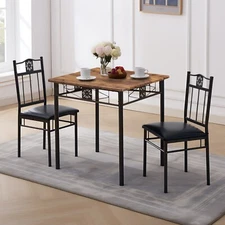 3/5 PCS Dining Table Set Kitchen Breakfast Dinette Seat Wooden Table Chair