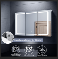 Spiegelschrank Bad Mit Led-Beleuchtung Badschrank Steckdose Badspiegel 100 Cm