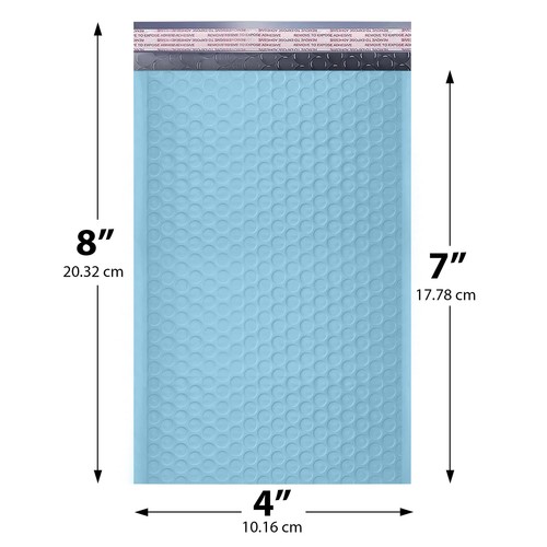 MAILERVIEW Petites enveloppes à bulles bleu clair 4x8 pouces #000 | Bullet poly rembourré épais - Photo 8/8