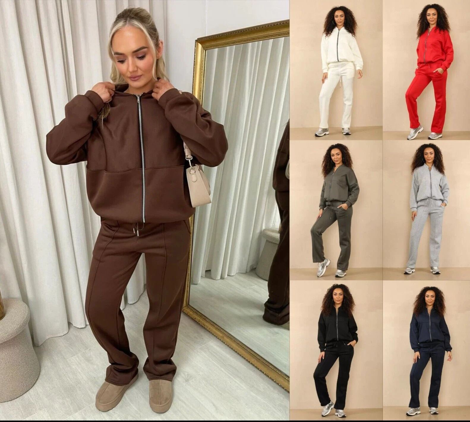 Women Bomber Oversize Baggy 2 Piece Lounge Wear Casual Set Ladies Suit Tracksuit