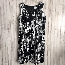 MetroStyle Dress 18 Cocktail Black White Textured Sleeveless Shift Party Dinner