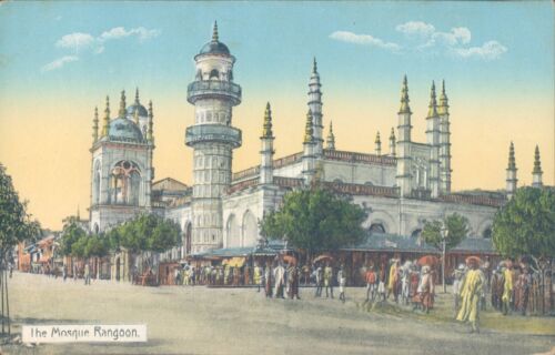 BIRMANIA Rangoon big mosque 1910s PC - Picture 1 of 2