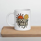Good Vibes Mug – Retro Sunshine & Smiley Flower Design
