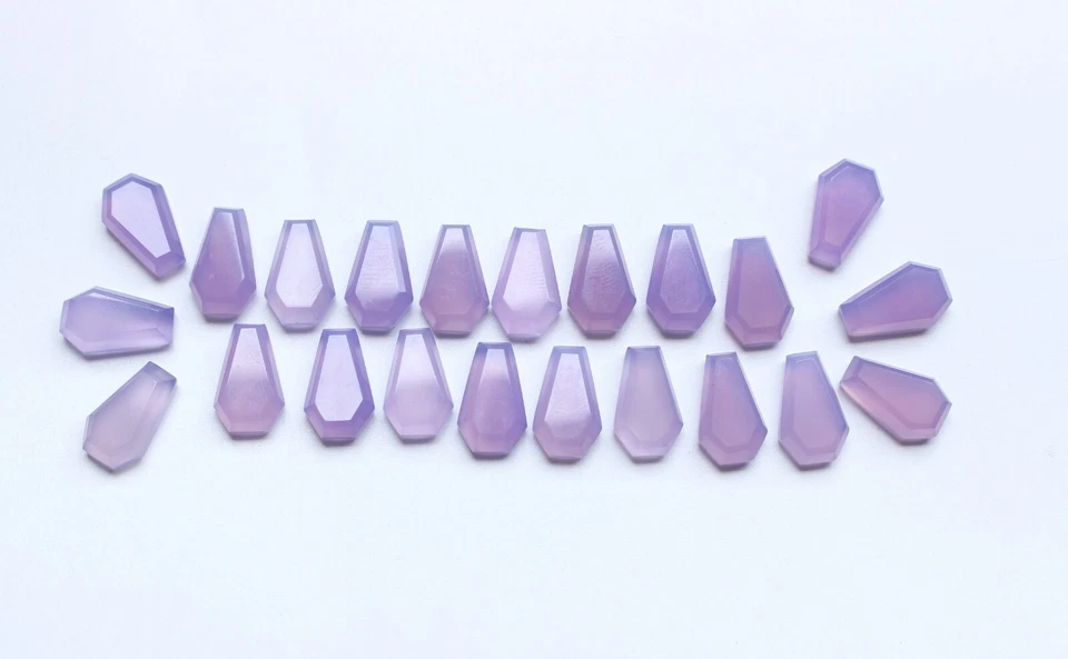 天然玛瑙宝石薰衣草玛瑙阶切多面驾驶室珠宝用品16X10毫米 — 第 2/4 张图片