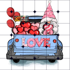 Sublimation Print Valentines Day Gnome Old Truck Ready to Press Heat Transfer