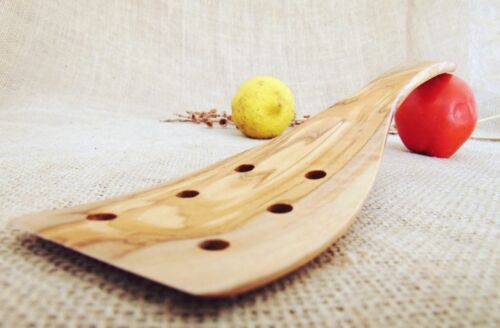 Wooden Pierced Large Spatula 12 inch, Olive Wood long spatula with Holes - Picture 1 of 6