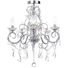 Litecraft Vara Chandelier Bathroom IP44 Ceiling Light 5 Arm - Polished Chrome   