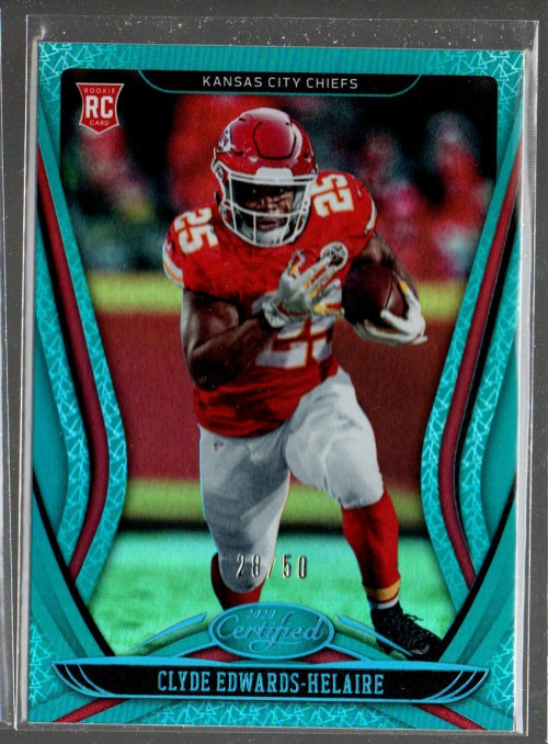 2020 Certified Mirror Teal #121 Clyde Edwards-Helaire RC /50