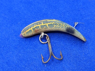 Vintage Helin Flatfish Lure Green and Yellow Snake Slug Frog | eBay