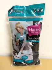 Hanes Her Way Ribbed Cuffed Socks, Size 5-9, New  Sealed, 6 Pairs, 1999