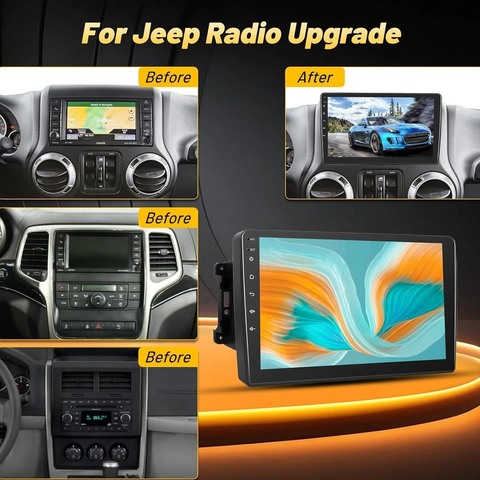 Car Stereo for Jeep Wrangler JK 2007-2018 Compass Grand Cherokee Dodge Ram 2+64G - Image 2 of 4