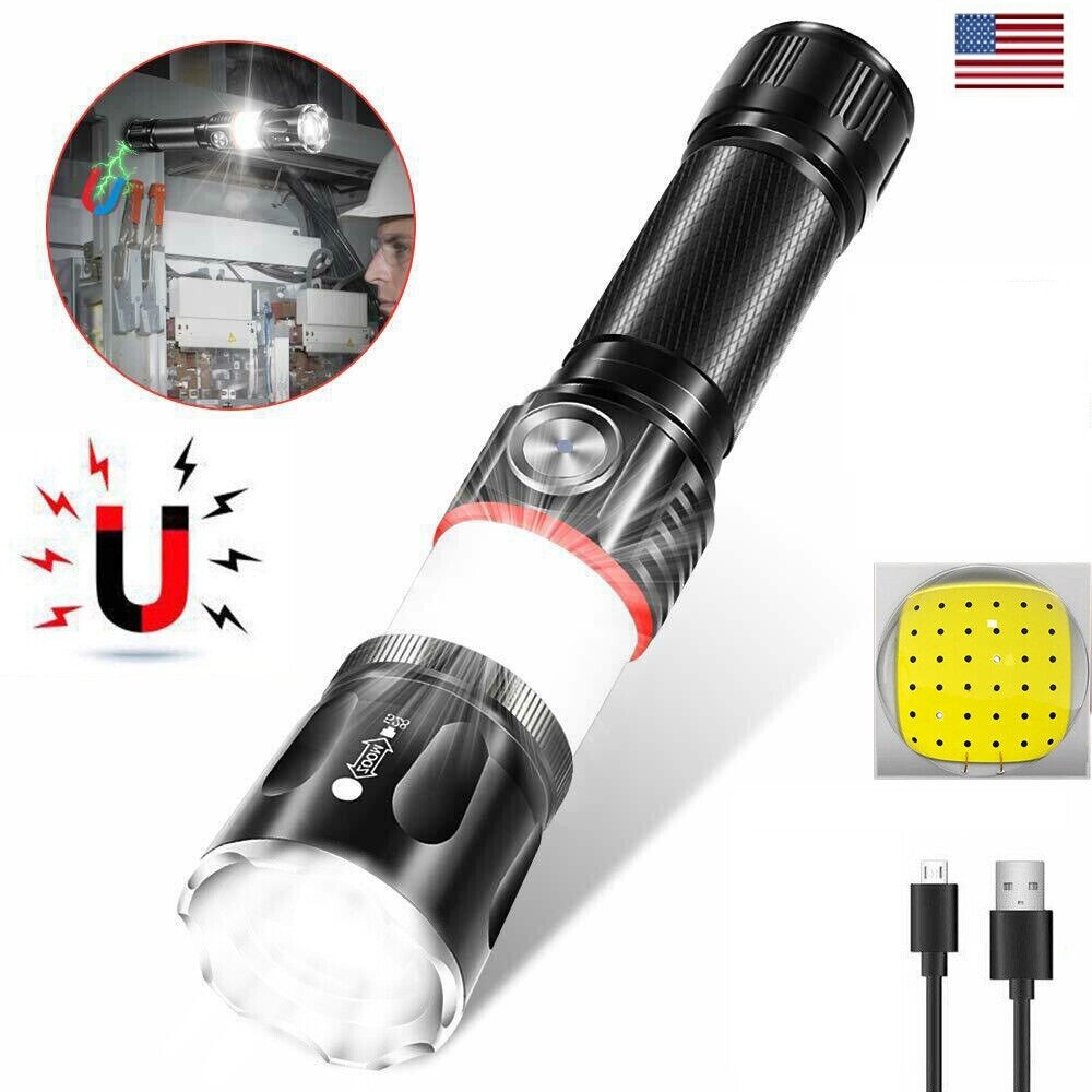 1000000 Lumens Super-Bright LED Tactical Flashlight Rechargeable COB Work Light