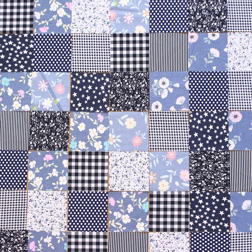 100 Sewing Charm Blue Flower Quilt Print Cotton Fabric Remnants Squares diy - Picture 7 of 7