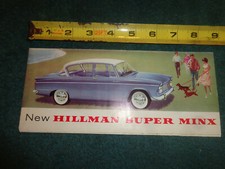 1961 / 1962 HILLMAN SUPER MINX SALES BROCHURE/  ORIGINAL DEALER FOLDER
