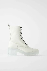 Nuevo Talla Ee. Uu. 9 / Eu 40 Mujer Zara Blanco Cordones Cuero Botines  3117/510/ | eBay