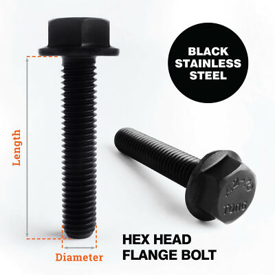 M5 M6 M8 schwarz Edelstahl Sechskant Flanschschraube Schraube A2-70 Edelstahl