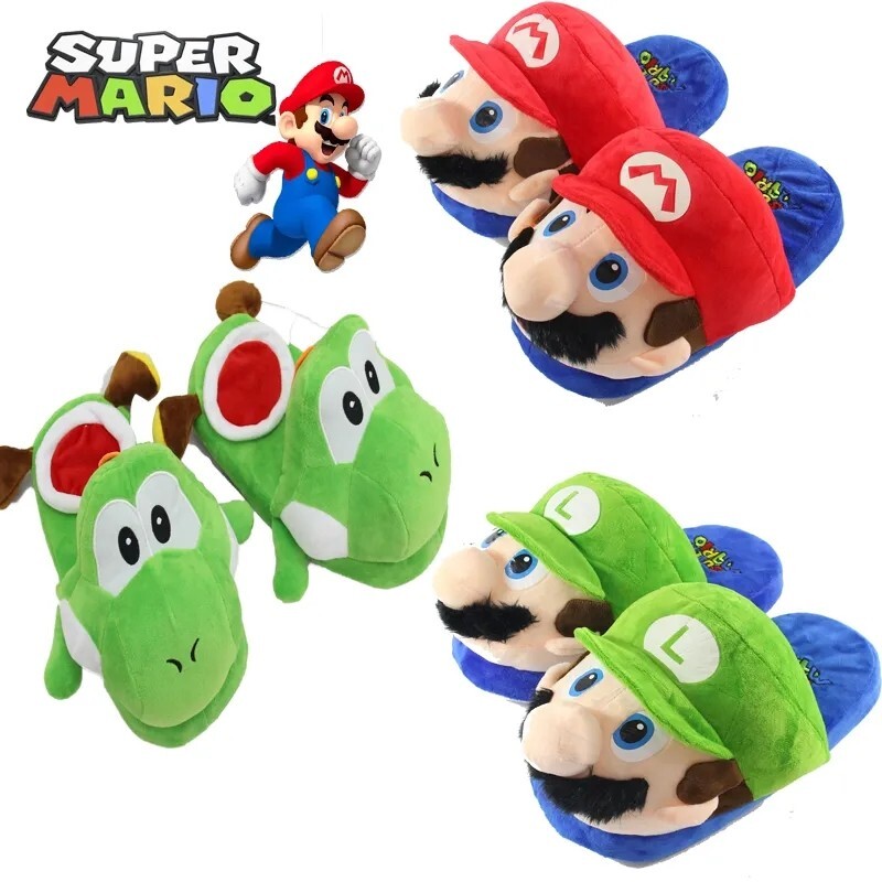 Súper Mario Bros Pantuflas Lote 3 Pares Zapatilla Talla Única 27cm Luigi yoshi