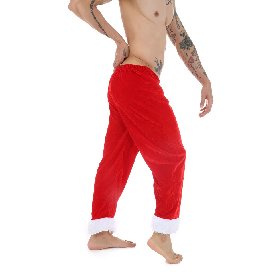 Hombres Pantalones Pantalones Largos Navidad Papá Noel Fiesta de Navidad Juegos con disfraces Terciopelo Rojo Foto 4 de 4
