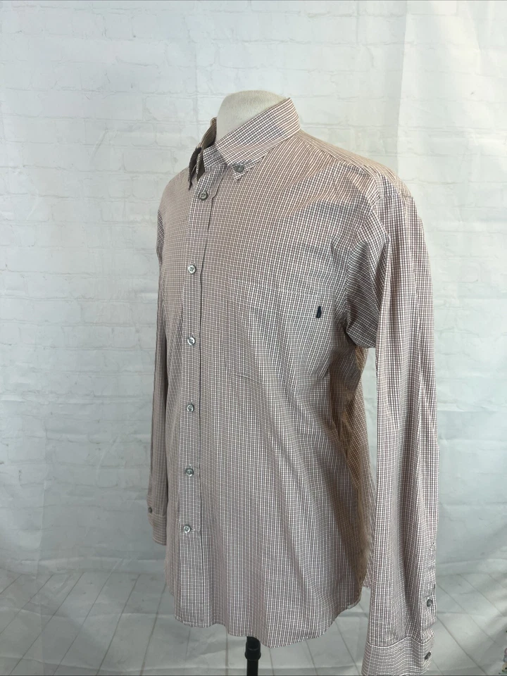 Мужская оранжевая коричневая клетчатая хлопковая сорочка Ermenegildo Zegna XL 295 долл. США - Изображение 3 из 4