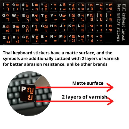 2 PCS Thai keyboard stickers Waterproof Replacement Computer Laptop Keyboard - Picture 3 of 6