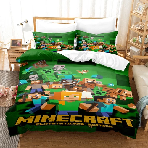 Minecraft Quilt Duvet Doon Cover Set Bedding Soft Kid Single Double Queen King - Picture 29 of 31
