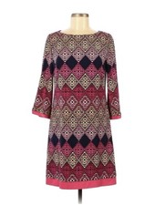 NWT Eliza J Size 6 Diamond Print Shift Dress Pink Navy White Multicolor Dress