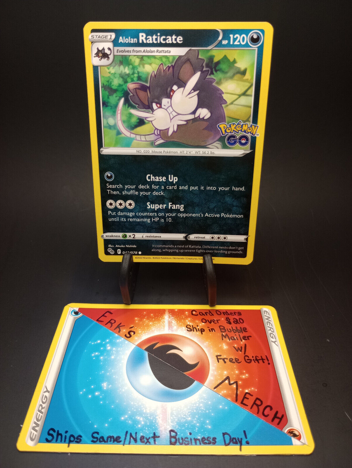 Pokémon TCG Alolan Raticate Pokémon GO 042/078 Regular Common Card