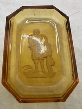 Intaglio Amber Open Salt Cellar flutist With Young Boy
