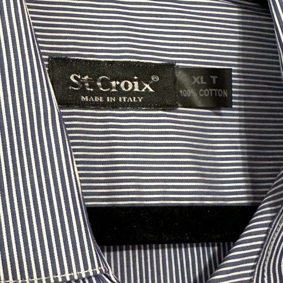 St. Croix Long Sleeve Button Down XLT Shirt Blue Stripe Fast Shipping ...