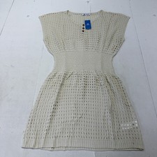 Cupshe Dress Womens S Beige Crochet Henley Sleeveless Mini Sweater Cover Up