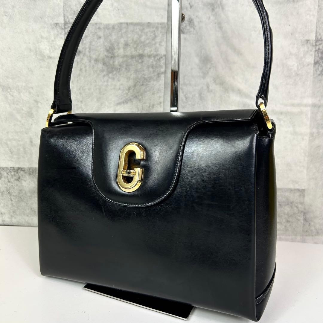 GUCCI Vintage Logo Shoulder bag Black Leather Turn Lock Broken | eBay