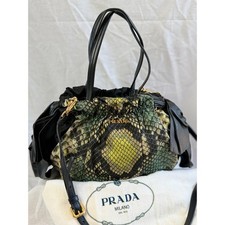 Prada Nappa Gaufre Python Print Drawstring Sa...